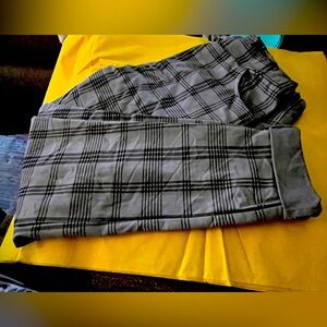 Plaid pant.  Stretch tie waist straight leg with cuffs. Stretchy.